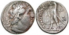 Ptolemaic Kingdom. Ptolemy II Philadelphos. 285-246 B.C. AR tetradrachm. Acre mint, Year 38=248 B.C. From the D. Thomas Collection.