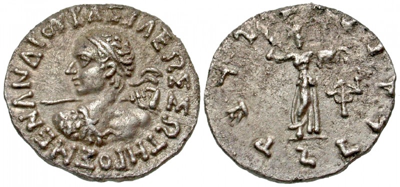 Graeco-Baktrian Kingdom. Menander I. Ca. 165/55-130 B.C. AR drachm (16.9 mm, 2.3...