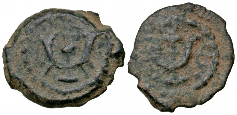 Judaea, Herodian Kingdom. Herod Archelaus. 4 B.C.E.-6 C.E. AE prutah (14.8 mm, 1...