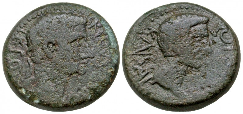 Macedon, Thessalonica. Augustus and Tiberius, Caesar. ca. A.D. 4-14. AE 21 (21.3...
