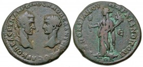 Moesia Inferior, Marcianopolis. Macrinus and Diadumenuian. A.D. 217-218. AE pentassarion. Pontianus, consular legate.