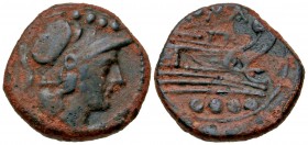 general Republican issue. AE triens. Anonymous type. Struck 215-211 B.C.