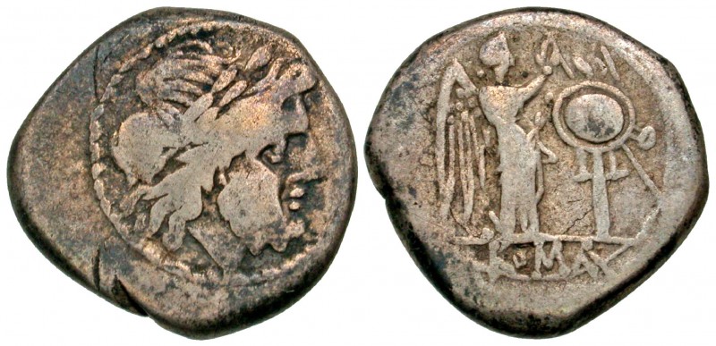 Anonymous. 211-206 B.C. AR victoriatus (17.3 mm, 3.35 g, 9 h). Anonymous type. L...