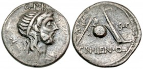 Cn. Cornelius P.f. Lentulus Marcellinus. 76-75 B.C. AR denarius. Uncertain Spanish mint.