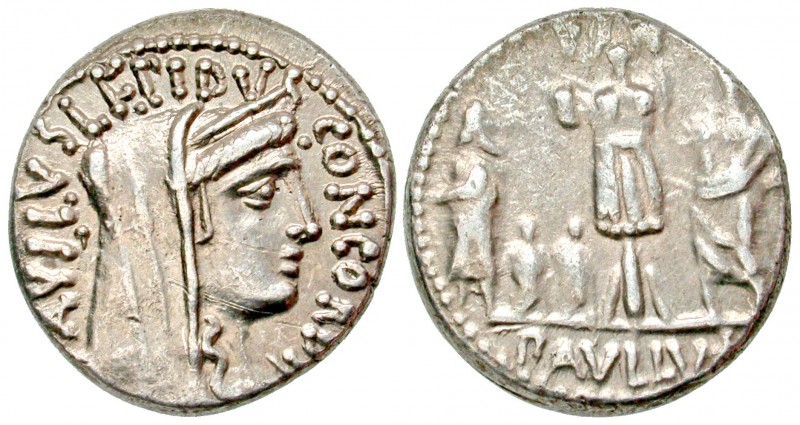 L. Aemilius Lepidus Paullus. 62 B.C. AR denarius (18.2 mm, 3.86 g, 6 h). Rome mi...