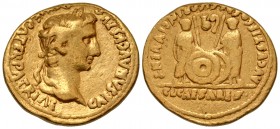 Augustus. 27 B.C.-A.D. 14 AV aureus. Lugdunum mint.