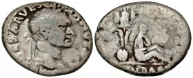 Vespasian. A.D. 69-79. AR denarius. Judaea Capta type. Rome mint, struck A.D. 69/70. From the Robert Hoge Collection.