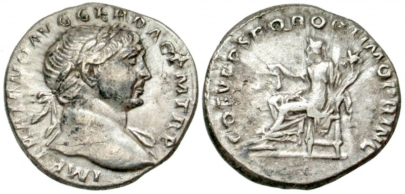 Trajan. A.D. 98-117. AR denarius (18.08 mm, 3.11 g, 7 h). Rome mint, struck A.D....