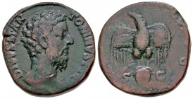 Divus Marcus Aurelius. Died A.D. 180. AE sestertius. Rome mint, Struck under Commodus, A.D. 180. Scarce.