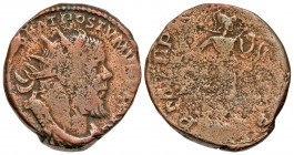 Postumus. Romano-Gallic Emperor, A.D. 260-269. AE double sestertius or dupondius. Mint uncertain , Struck A.D. 263.