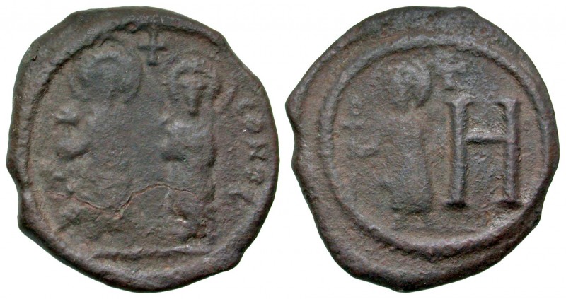 Justin II. 565-578. AE pentanummium (31.3 mm, 7.75 g, 7 h). Cherson mint. XEP C ...
