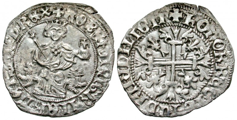 Italy, Naples. Robert I. 1309-1343. AR gigliato (30 mm, 3.99 g, 11 h). + ROBЄRT ...