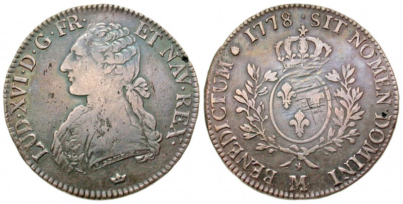 France. Louis XVI. 1774-1790. AR ecu (41.6 mm, 28.71 g, 7 h). Toulouse mint, str...