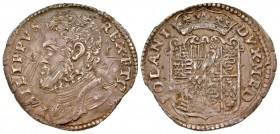 Italian States, Milan. Philip II of Spain. 1556-1598. AR 20 soldi. Rare. Ex Varesi Asta 25, lot 462.