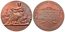 Argentina, San Juan to Sevrezuela. Ministry of Public Works. AE 40mm medallion. copper medallion commemorating the inauguration of the rail line from ...