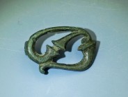 A remarkable Romano-Celtic skeuomorphic bronze brooch, ca. 2nd - 3rd Century A.D.