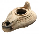 Fired Clay Oil Lamp. Early Islamic, 7th-9th Century A.D.