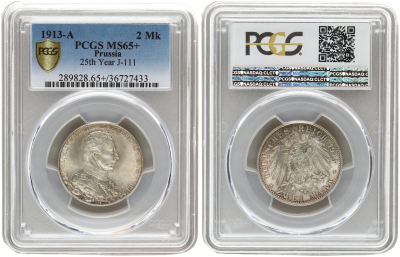 Germany 2 Mark 1913. PCGS MS 65+