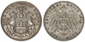 Germany Hamburg 3 Mark 1914 J