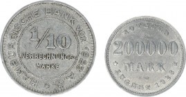 Germany 1/10 Mark. 200000 Mark 1923 Lot of 2 Coins