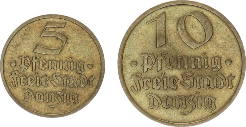 Germany 5 and 10 Pfennig 1932 Gdansk Lot of 2 Coins