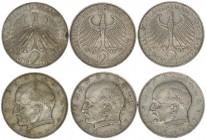 Germany 2 Mark 1958-1961 Lot of 3 Coins
