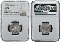 Great Britain 1 shilling 1859. NGC AU 55