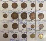 England 1/4 Penny; 1-2 Shilling; 1/2 Crown 1921-1979 Lot of 78 Coins