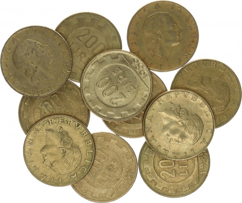 Italy 200 Lire 1978-1988 Lot of 11 Coins