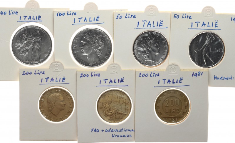 Italy 50; 100; 200 Lire 1978-1985 Lot of 7 Coins