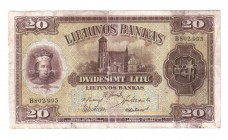 Lithuania 20 Litu banknote 1930
