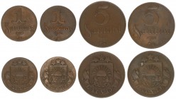 Latvia 1 Santims 1926; 5 Santimi 1922 Lot of 4 Coins