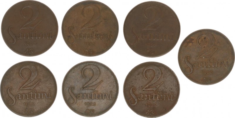 Latvia 2 Santimi 1922 Lot of 7 Coins