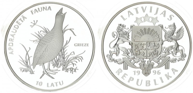 Latvia 10 Lats 1996. Corncrake