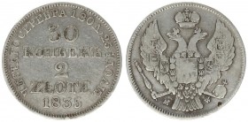 Russia 30 Kopecks - 2 Zlotych 1835 MW