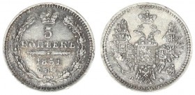 Russia 5 Kopecks 1851. СПБ-ПА