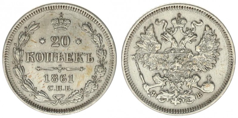 Russia 20 Kopecks 1861. СПБ-ФБ