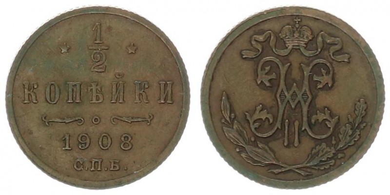 Russia 1/2 Kopecks 1908 SPB