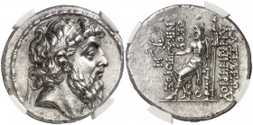 Imperio Seléucida. Demetrio II, Nicator (145-140/129-125 a.C.). Tarso. Tetradracma. (S. 7102 var) (CNG. IX, 1117a). 15,96 g. En cápsula de la NGC como...