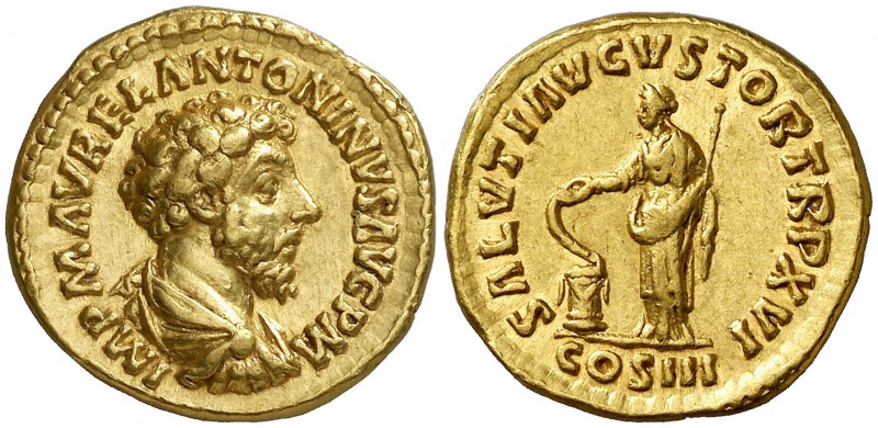 (161-162 d.C.). Marco Aurelio. Áureo. (Spink 4867 var) (Co. 554) (RIC. 56) (Cali...