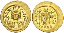 Mauricio Tiberio (582-602). Constantinopla. Sólido. (Ratto falta) (S. 478). 4,44 g. Bella. EBC.