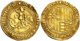 Alfons IV (1416-1458). Nàpols. Alfonsí d'or. (Cru.V.S. 883) (Cru.C.G. 2928) (MIR. 53). 5,12 g. Atractiva. Rara. EBC-.