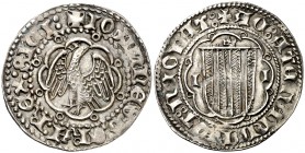Joan II (1458-1479). Sicília. Pirral. (Cru.V.S. 972 var) (Cru.C.G. 3011 var) (MIR. 230/1). 2,56 g. Buen ejemplar. Ex Calicó 26/02/1987, nº 223. Ex Col...