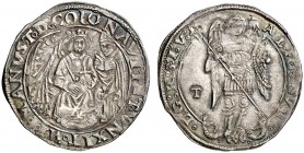 Alfons II de Nàpols (1494-1495). Nàpols. Coronat. (Cru.V.S. 1091) (Cru.C.G. 3506) (MIR. 89/1). 4 g. Bella. Preciosa pátina. Ex Áureo 15/12/1993, nº 53...