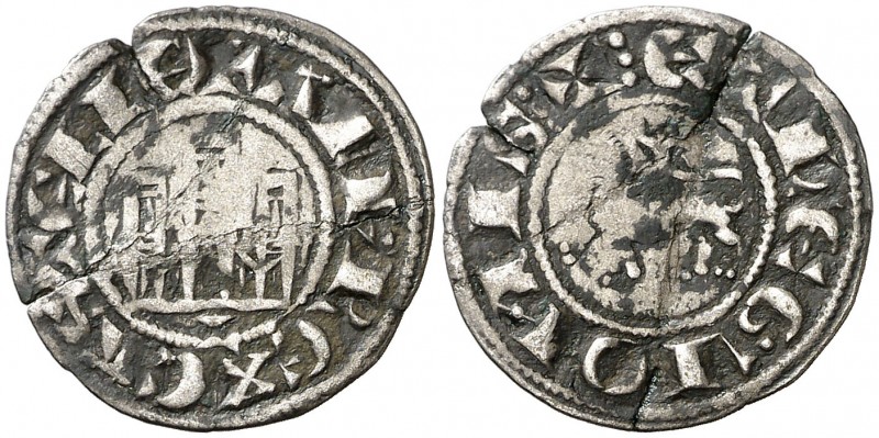 Alfonso X (1252-1284). León. Dinero. (AB. 251) (M.M. A10:6.10). 1 g. Grieta. Rar...