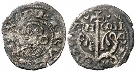 Pedro el de Huesca (1094-1104). Jaca. Òbolo. (Cru.V.S. 214var). 0,40 g. Rara. MBC-.