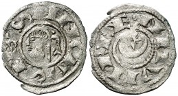 Sancho el fuerte (1194-1234). Navarra. Dinero. (Cru.V.S. 224.1). 0,60 g. Ex Áureo 01/03/1995, nº 367. Escasa. MBC.
