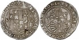 Reyes Católicos. Sevilla. 8 reales. (AC. 577). 27,14 g. Hojita. Bonita pátina de monetario. Rara. MBC+.