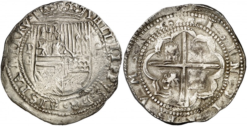 s/d. Felipe II. Potosí. B. 8 reales. (AC. 672). 27,39 g. Acuñación algo floja. B...