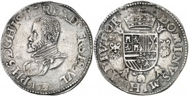 1580. Felipe II. Hasselt. 1 escudo felipe. (Vti. 1239) (Vanhoudt 388.HS). 33,57 g. Acuñada por los Estados Generales. Buen ejemplar. Rara. MBC+.